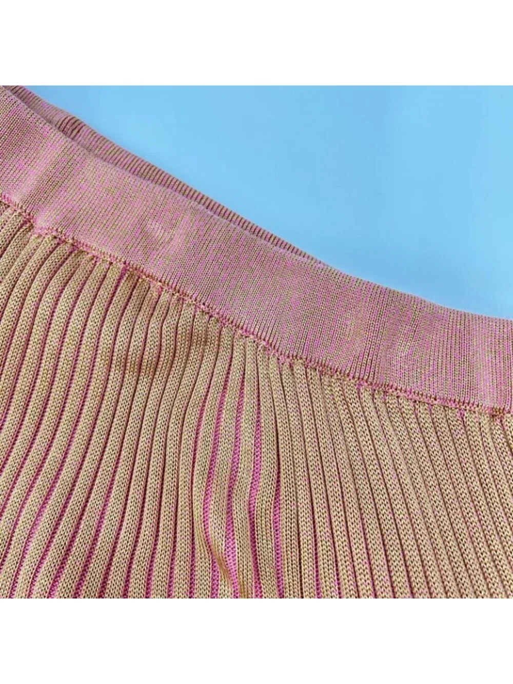 Gucci Lovelight Love Light Beige Pink Rayon Rib Knit Flare Midi Skirt XS